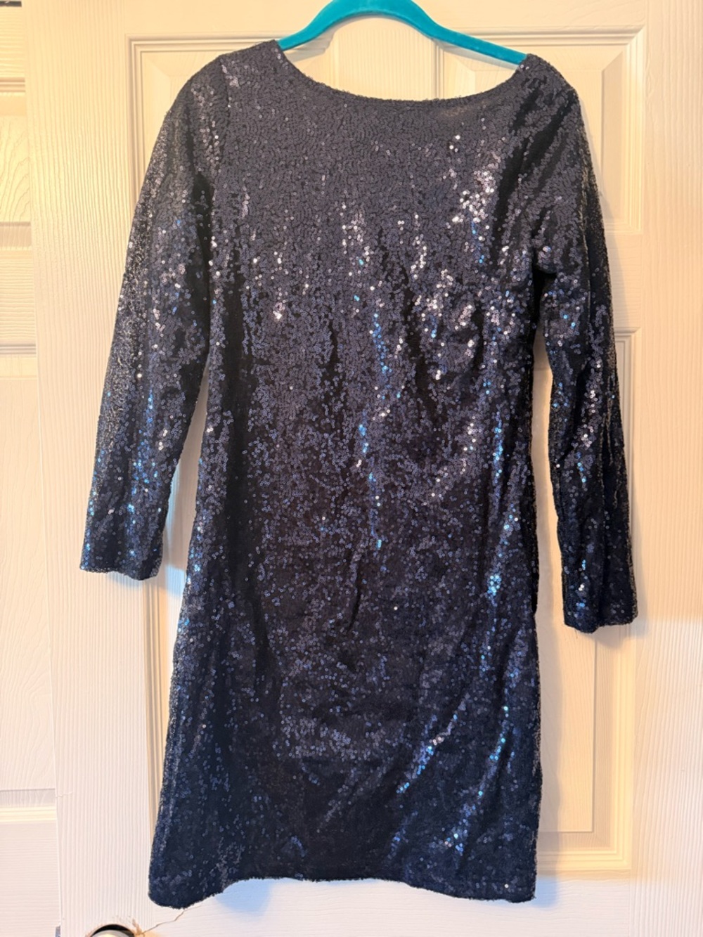 Navy Sequin Long Sleeve Party Dress